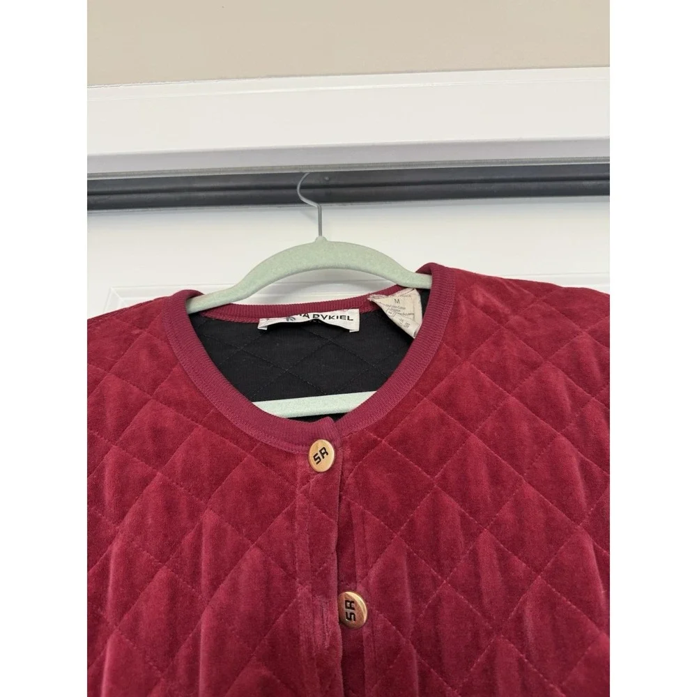 Sonia Rykiel Burgundy Quilted‎ Cropped Cotton Button Jacket Size M Rare